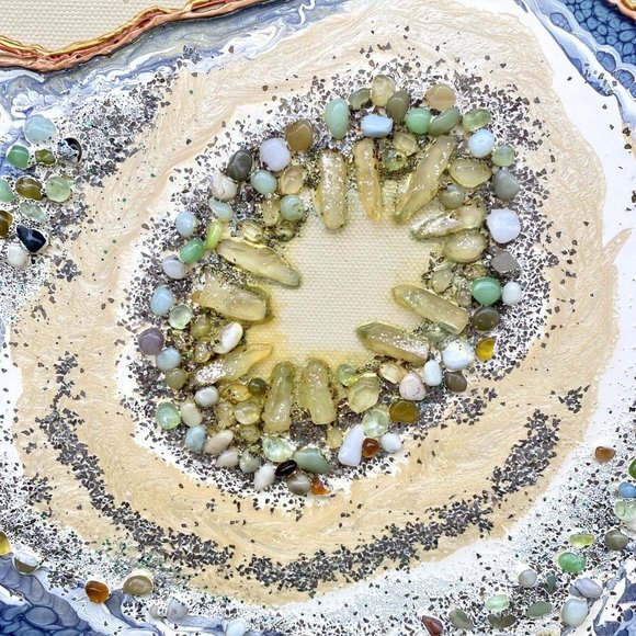 Geode Love - Original Wall Art Mixed Media Faux Geode Signed Painting 11”x14” - Picture 3 of 8